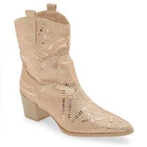 NWT — Azalea Wang Rhinestone Studded Pointed Western Ankle Boots Sizes 7.5 and 9
